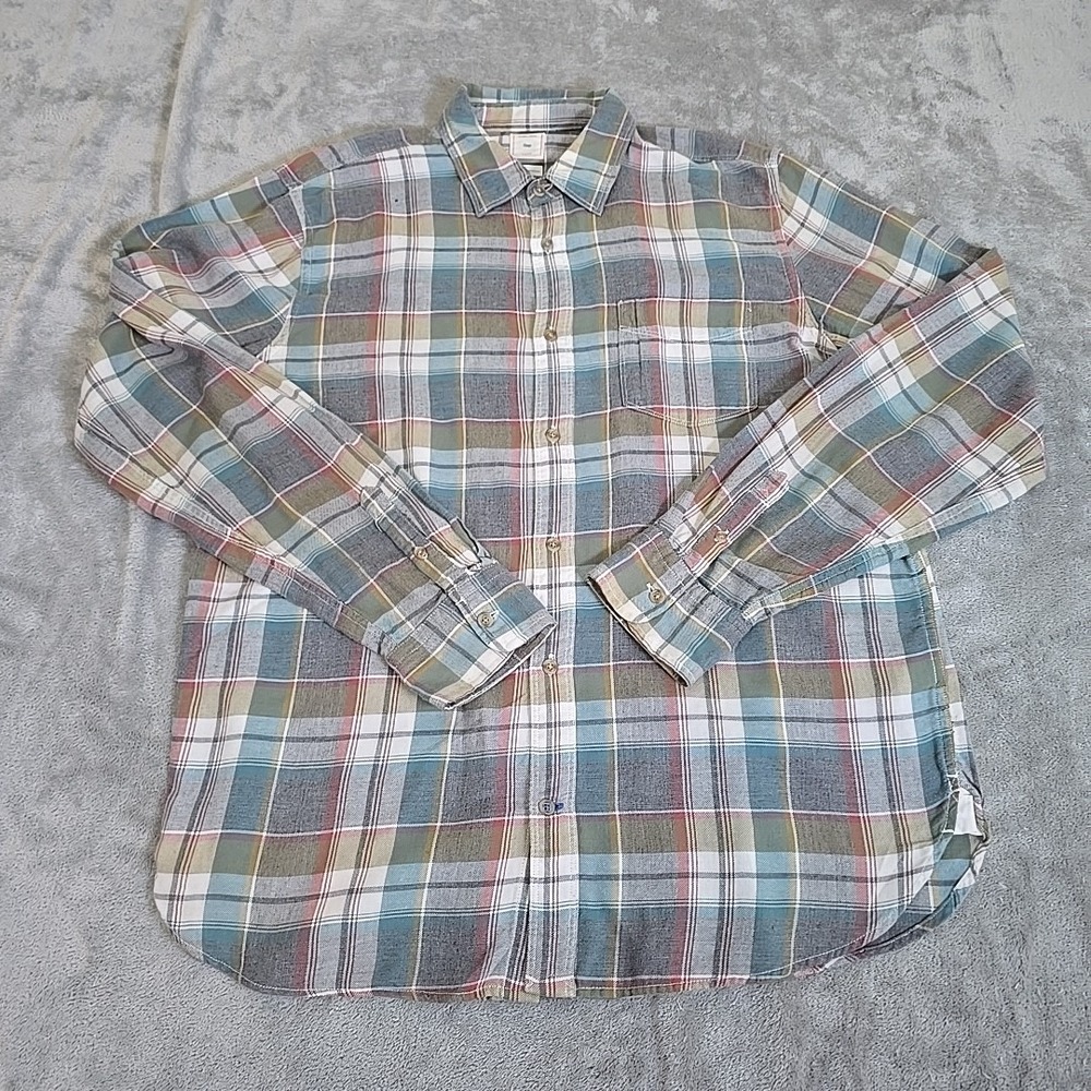 Gap Shirt Mens Large Plaid Multicolor Button-Down Long Sleeve Cabincore Gorpcore